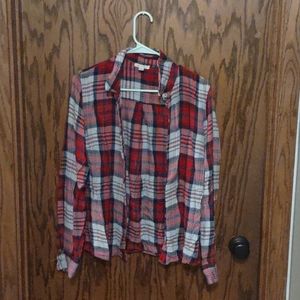Long-Sleeve Red Plaid Shirt